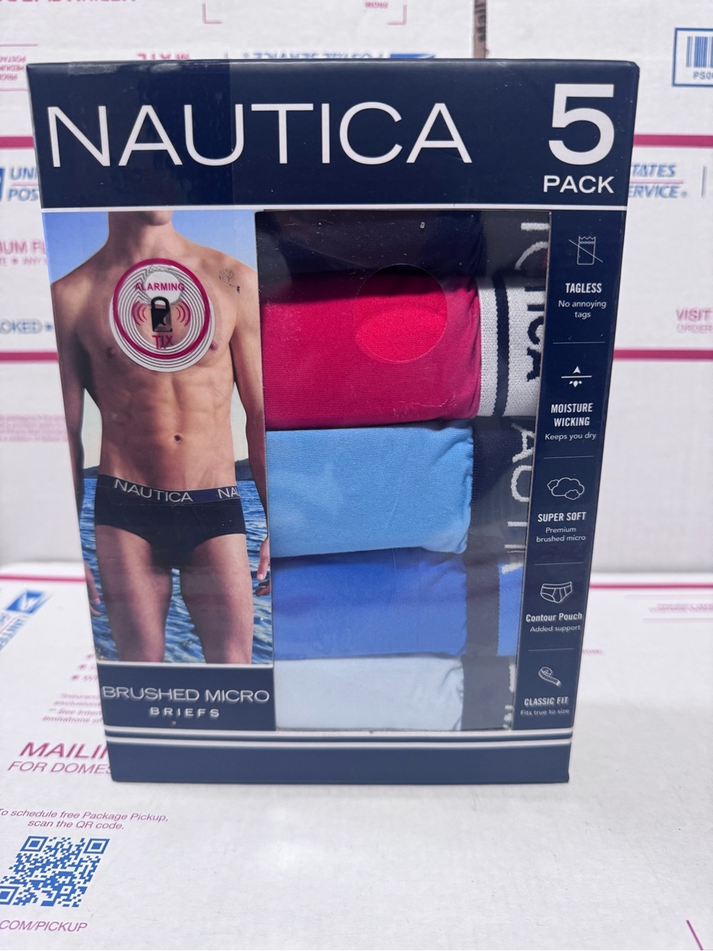 Nautica Men’s 5-Pack Briefs - Red, Light Blue, Royal Blue, White